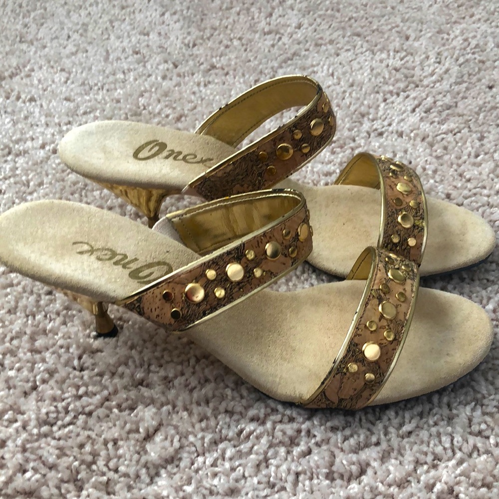 Gold slip on sandals